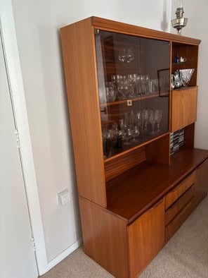 80’s mid brown display Cabinet 