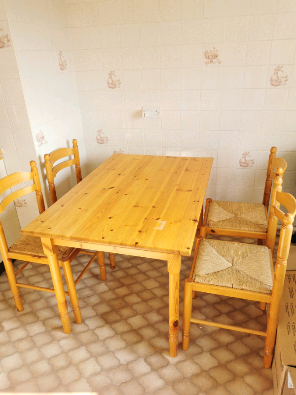 Solid pine kitchen table and 4 chairs in East London, London Gumtree
