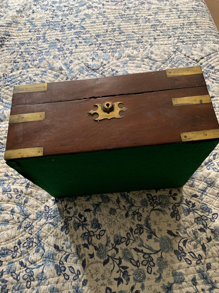 ANTIQUE VICTORIAN MILITARY CAMPAIGN BOX IN MAHOGANY AND BRASS- c. 1860 -REDUCED £75 UNTIL 4 NOVEMBER