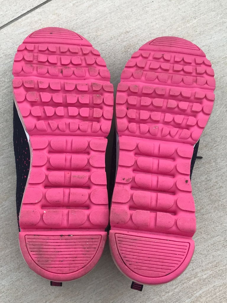 LADIES NAVY AND PINK LACE UP TRAINERS - SIZE 8 - WORN ONCE