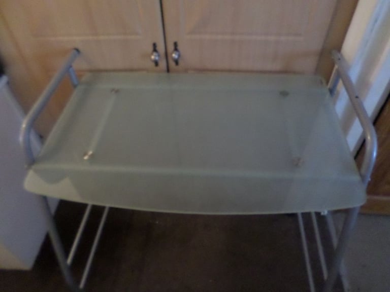 image for FROSTED GLASS DESK WITH METAL FRAME
