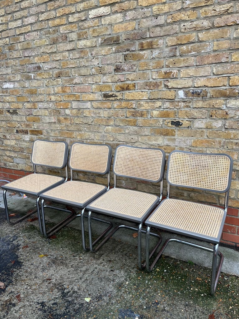 Rare Set of 4 vintage Bauhaus Marcel Breuer grey Cesca dining chairs