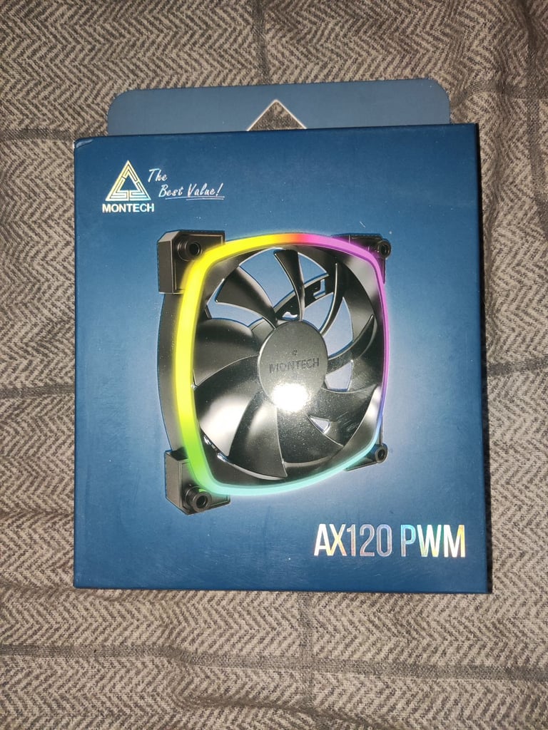 image for Montech Black computer case fans 140mm x 2 and 120mm x 1 with ARGB brand new and boxed