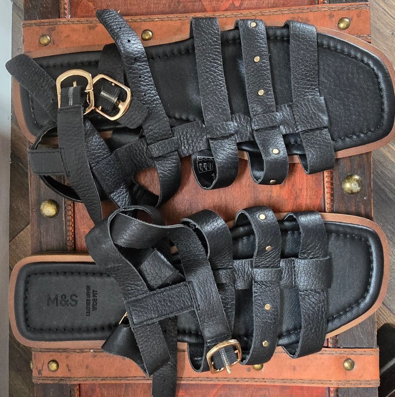 image for Brand new. Beautiful Black Sandals from M&S, Size 8, Wide Fit