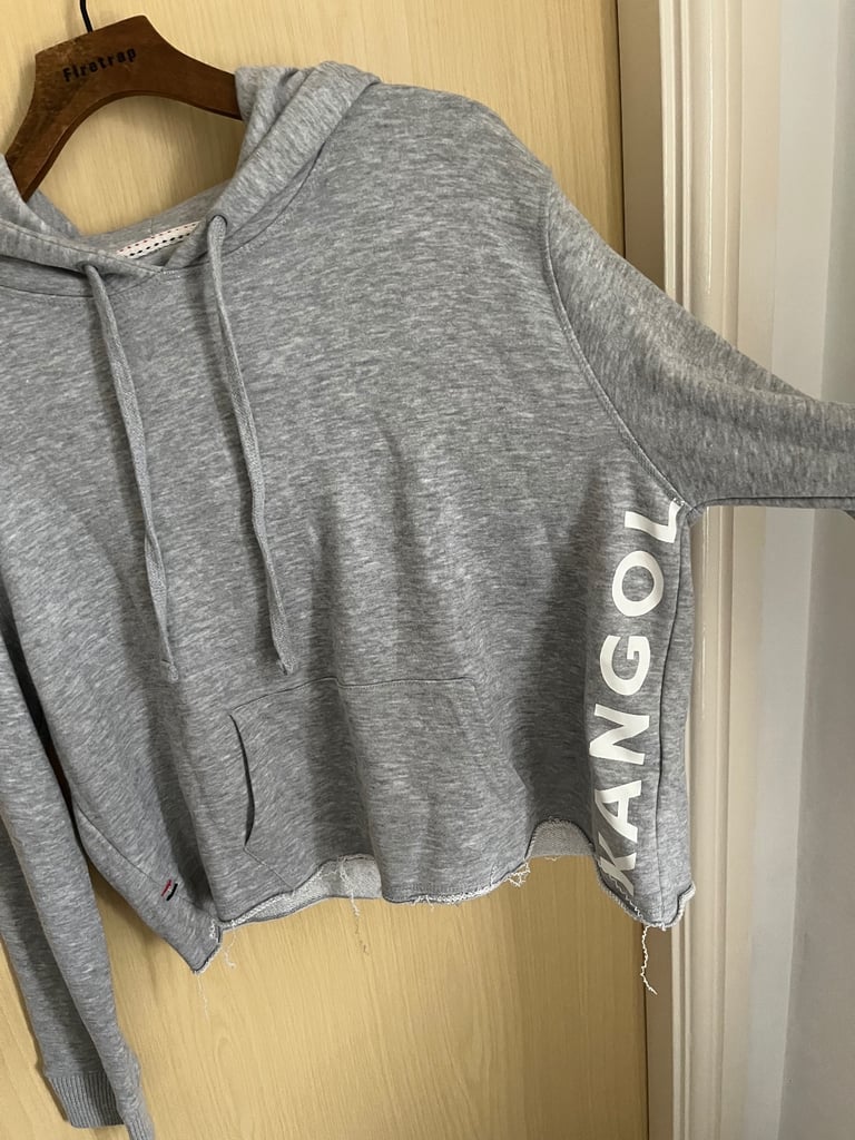 KANGOL GREY FRAYED HEM HOODIE SIZE 16