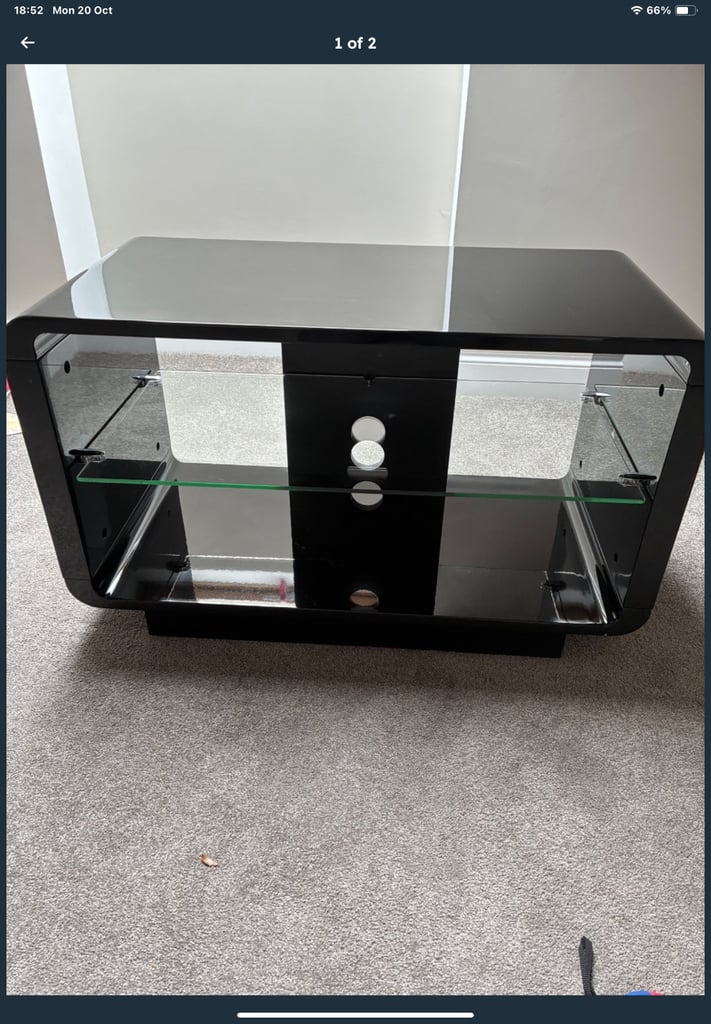 image for Gloss Black TV Unit- REDUCED TO £60 FOR QUICK SALE!