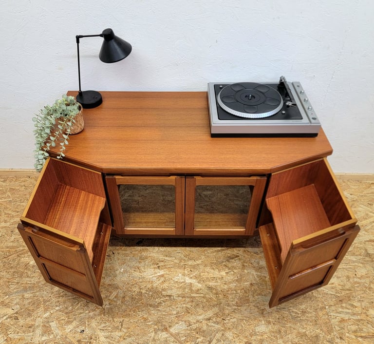 Retro Nathan Squares Teak Sideboard/TV Unit/Record Cabinet - Mid Century G-Plan Era