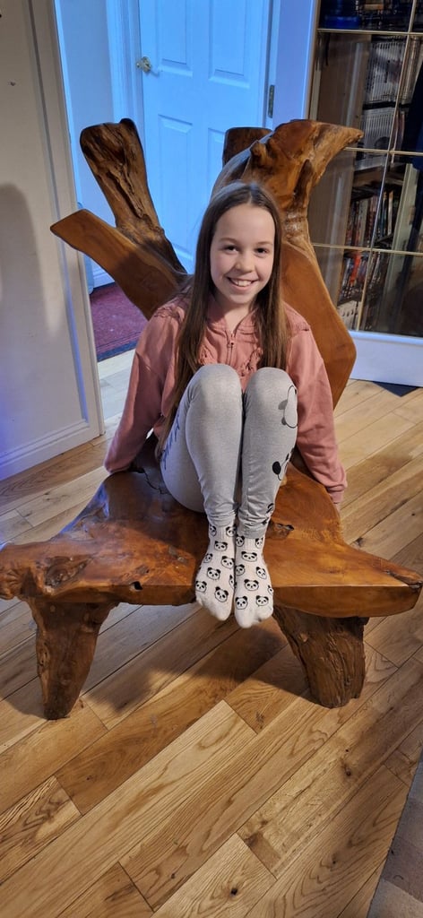 Hand Carved, Heavy, Solid, Wooden Statement Chair