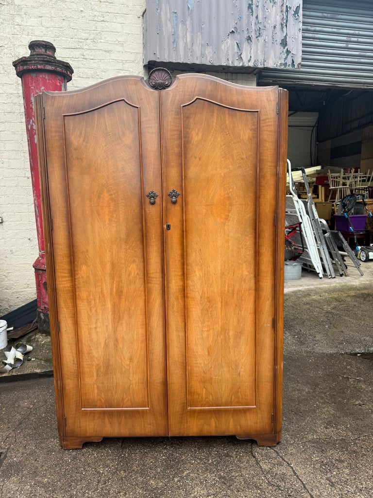 image for Vintage wardrobe walnut with key