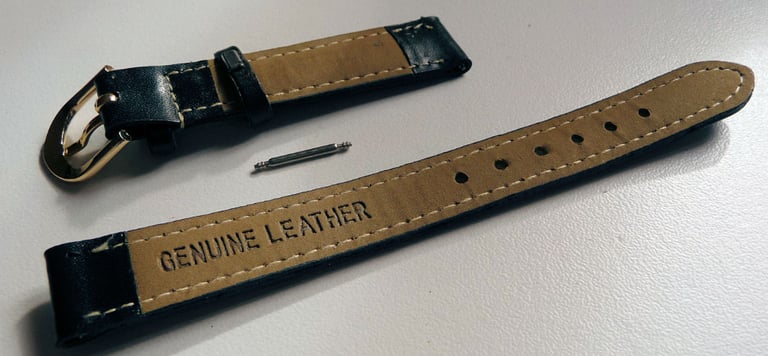 NEW LEATHER WATCH STRAP - BLACK - 13mm LINK WIDTH - LINK SPRINGS PROVIDED
