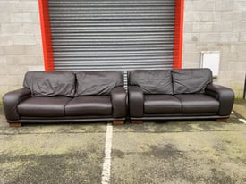 Brown Leather 2 and 3 Seater Sofas