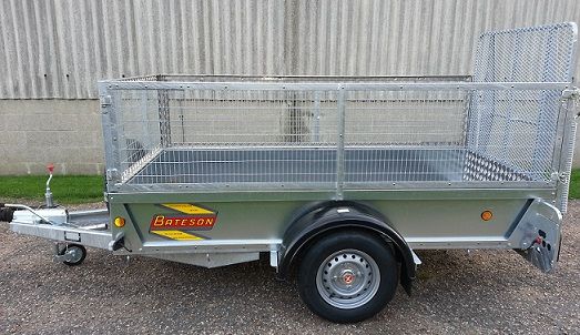 General Purpose 8' x 4' 1300kgs Trailer with Ramp and Mesh Extension Sides - Bateson 0842
