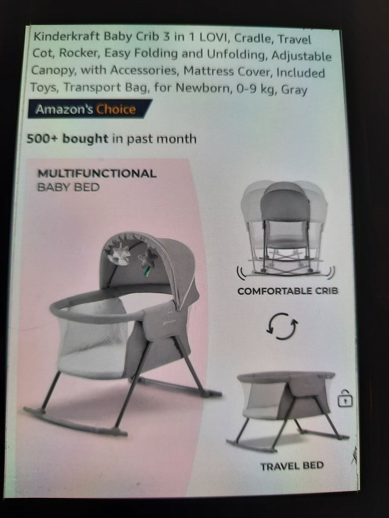 image for Kinderkraft 3 in 1 baby crib 