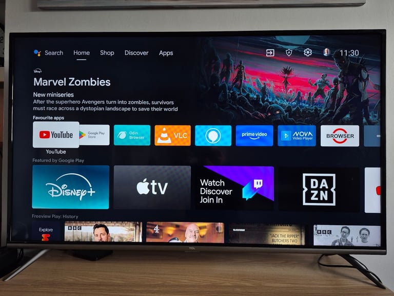 TCL 50in 4k Android TV with Soundbar.
