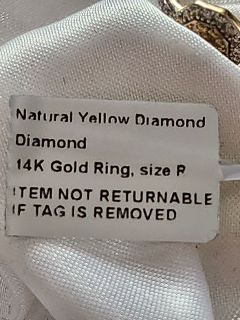 14Ct Gold Ring Size P or R Natural Yellow Diamonds white Diamonds  New 
