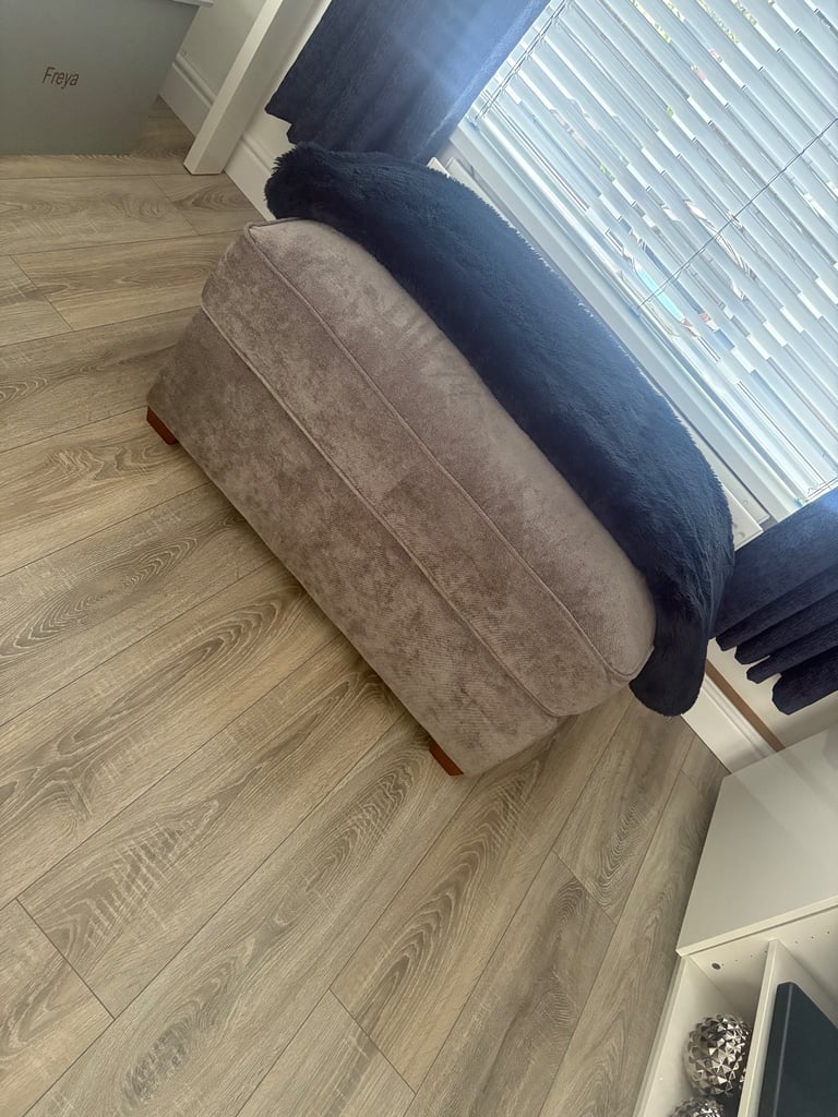 Grey fabric sofa 4 seater cuddle chair and footstool 