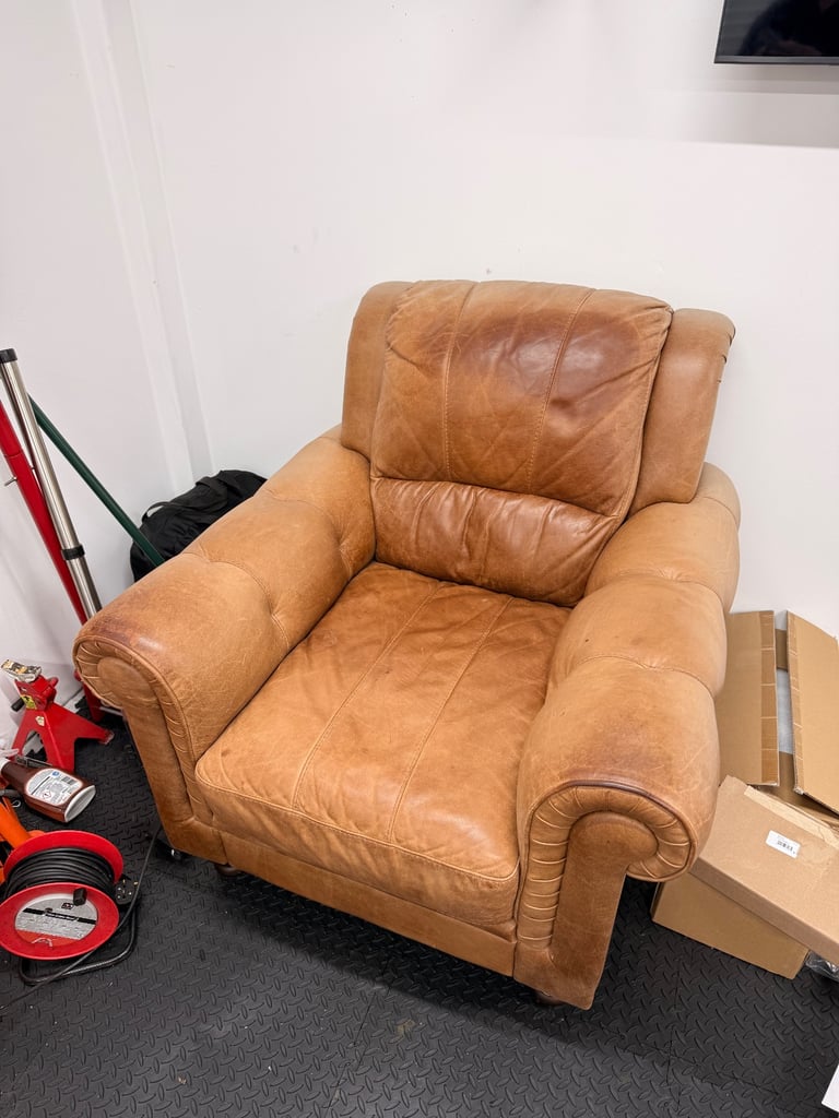 image for Brown Leather Armchair - FREE