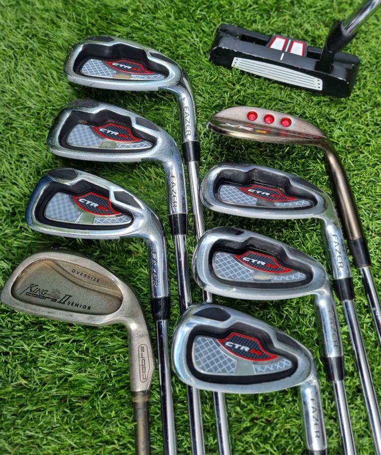 Taylor Made driver & 2x hybrids, Fazer CTR 6-LW & Cobra 5-iron, putter, Callaway stand-bag & MORE