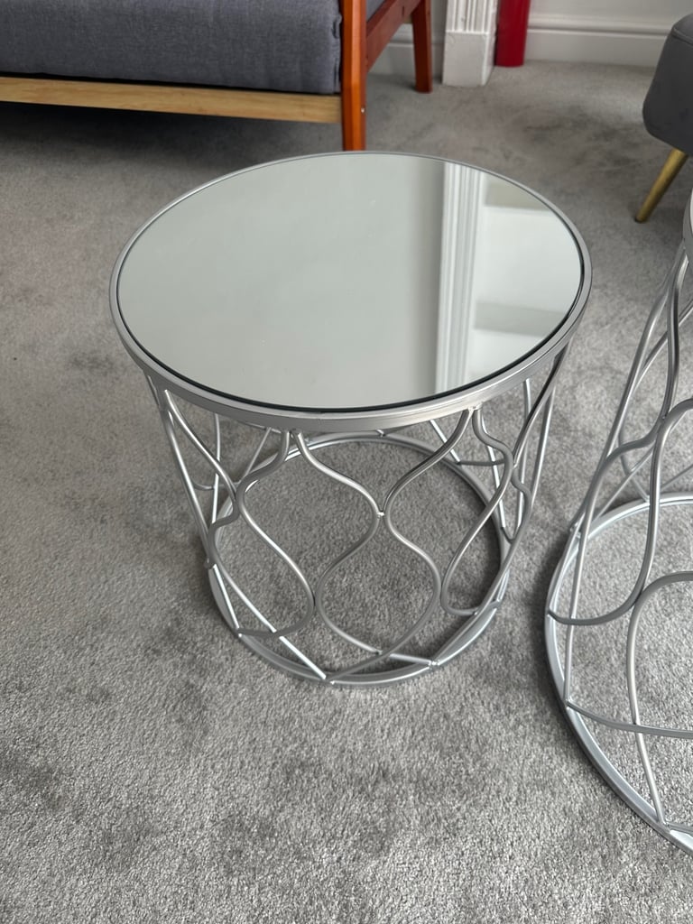 Silver Crome glass coffee tables  (ex display)