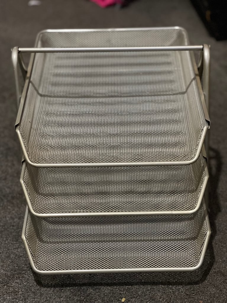 Letter Trays Paper Desk Filling Holder Storage Organiser Office Metal Mesh 3 Tier