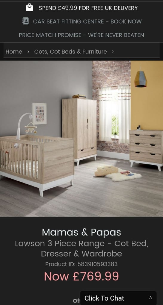 Mamas & Papas 3 Piece Nursery Furniture Set