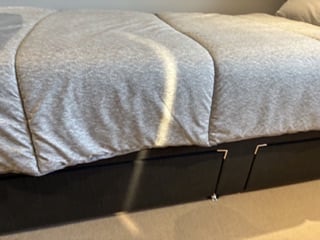 Single two drawer divan bed, mattress and headboard