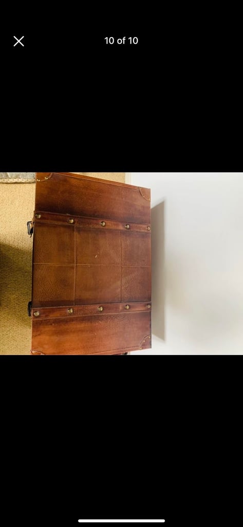 Leather large storage trunk 