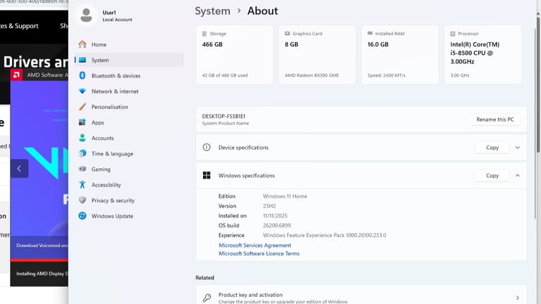 Gaming PC Full Windows 11 Compatibility, i5-8500, AMD RX 590 8gb, 16gb DDR4, 500gb SSD