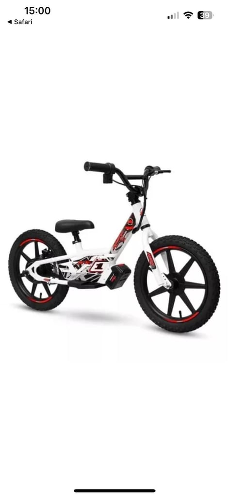 image for  AMPED A16"  WHITE/BLACK 180 W ELECTRIC KIDS BALANCE BIKE