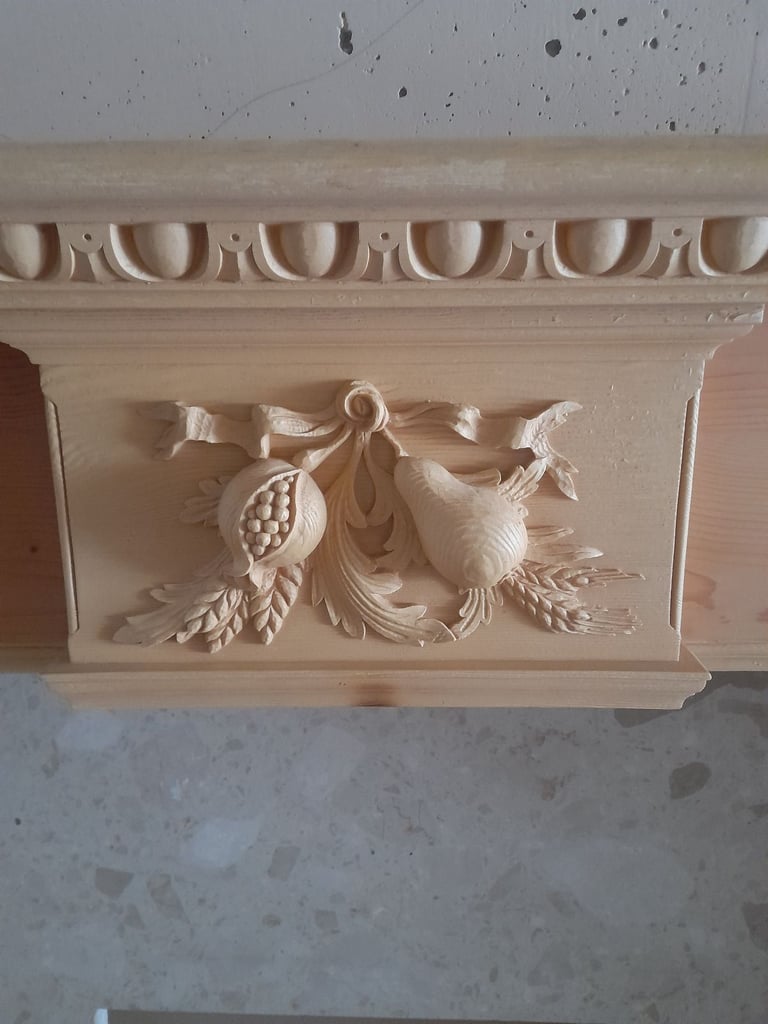 Fireplace surround marble wood resin hand carved 125cm x 130cm x 40.6cm