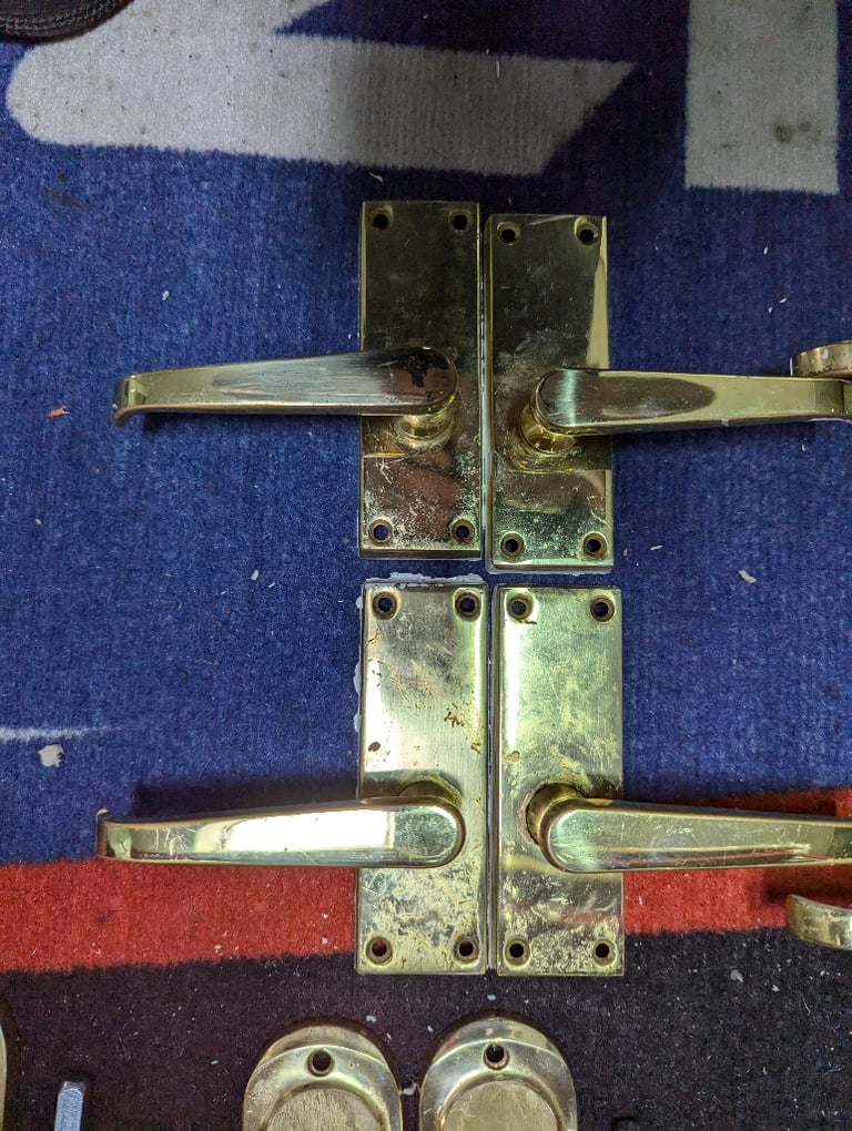 Brass coloured interia door handles