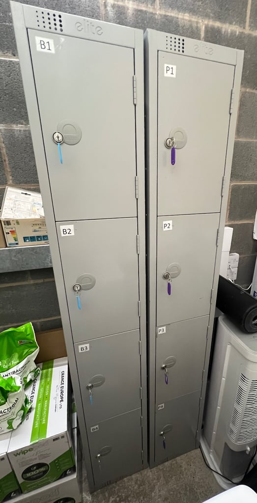 image for 2 x 4-Door Metal Lockers (8 Compartments Total) – Great Condition – Urmston