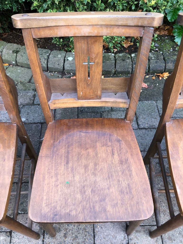 4 CHAPEL/ CHURCH CHAIRS WITH BOOK HOLDERS. More available. ALSO PEWS FOR SALE.