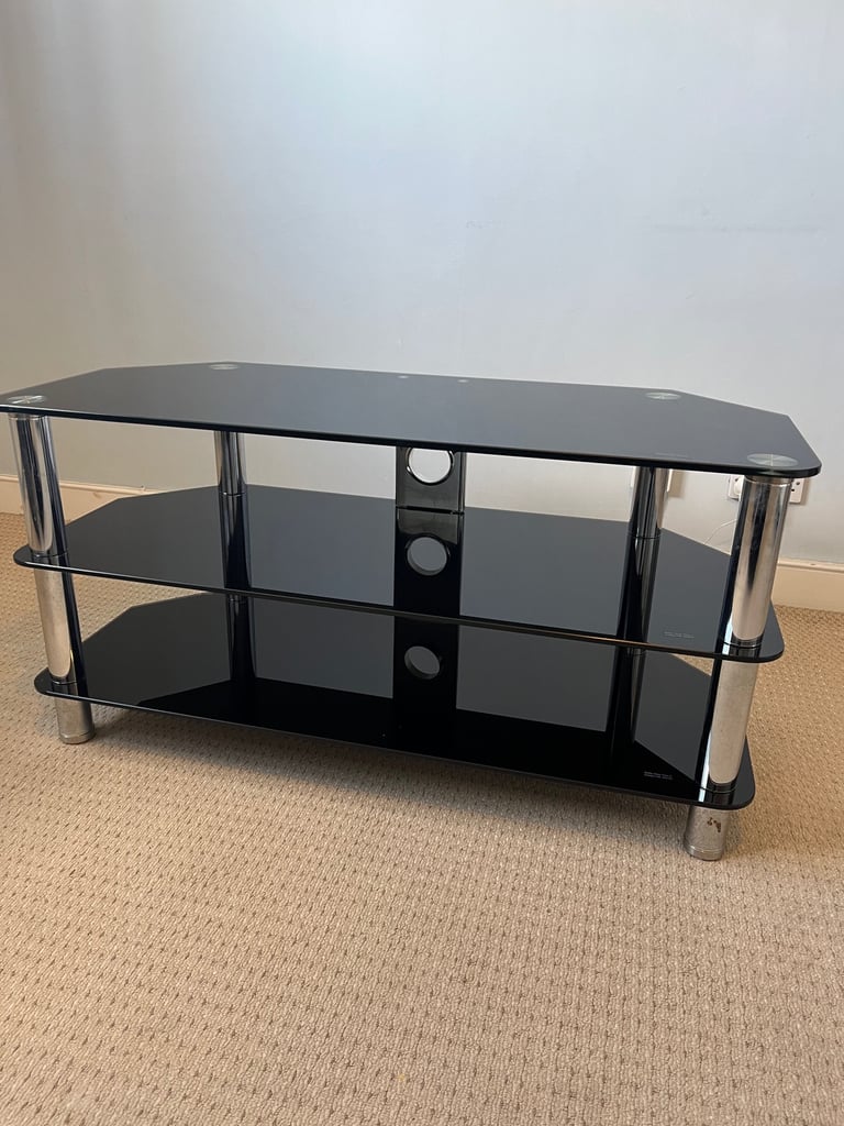 image for Glass tv stand - chrome legs - £35