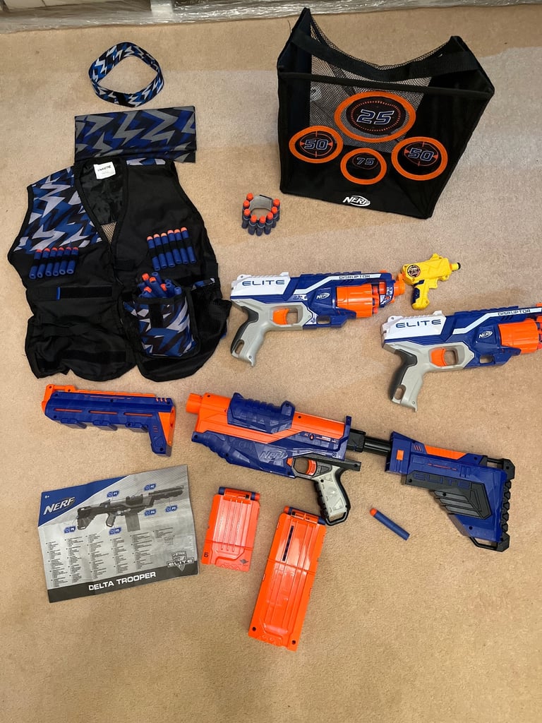 image for NERF Bundle, vest, target, Delta Trooper, Elite Disruptor & bullets