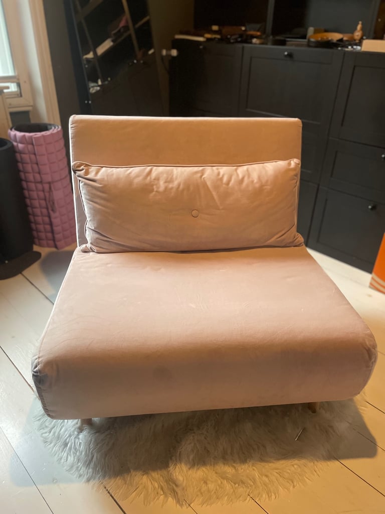 image for Velvet Pink Single Sofa Bed
