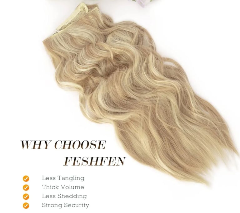 FESHFEN Invisible Wire Hair Extensions with Transparent Wire Adjustable Size  