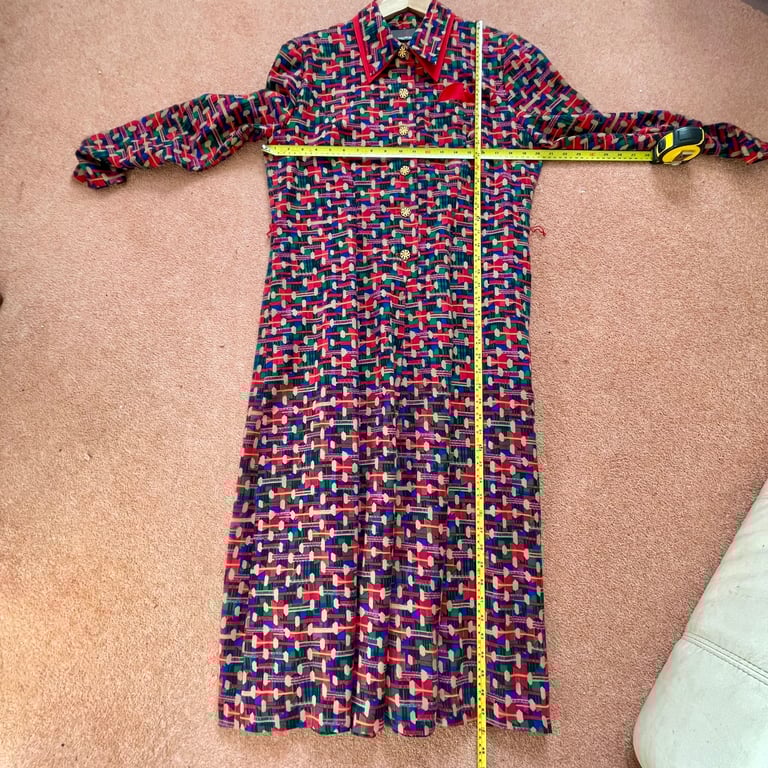 Vintage Marcelle Griffon French Abstract Print Shirt Dress 