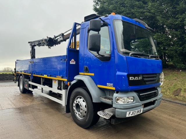 2013 13 DAF LF 55.220 alloy drop side Atlas 104.3 remote crane + block grab