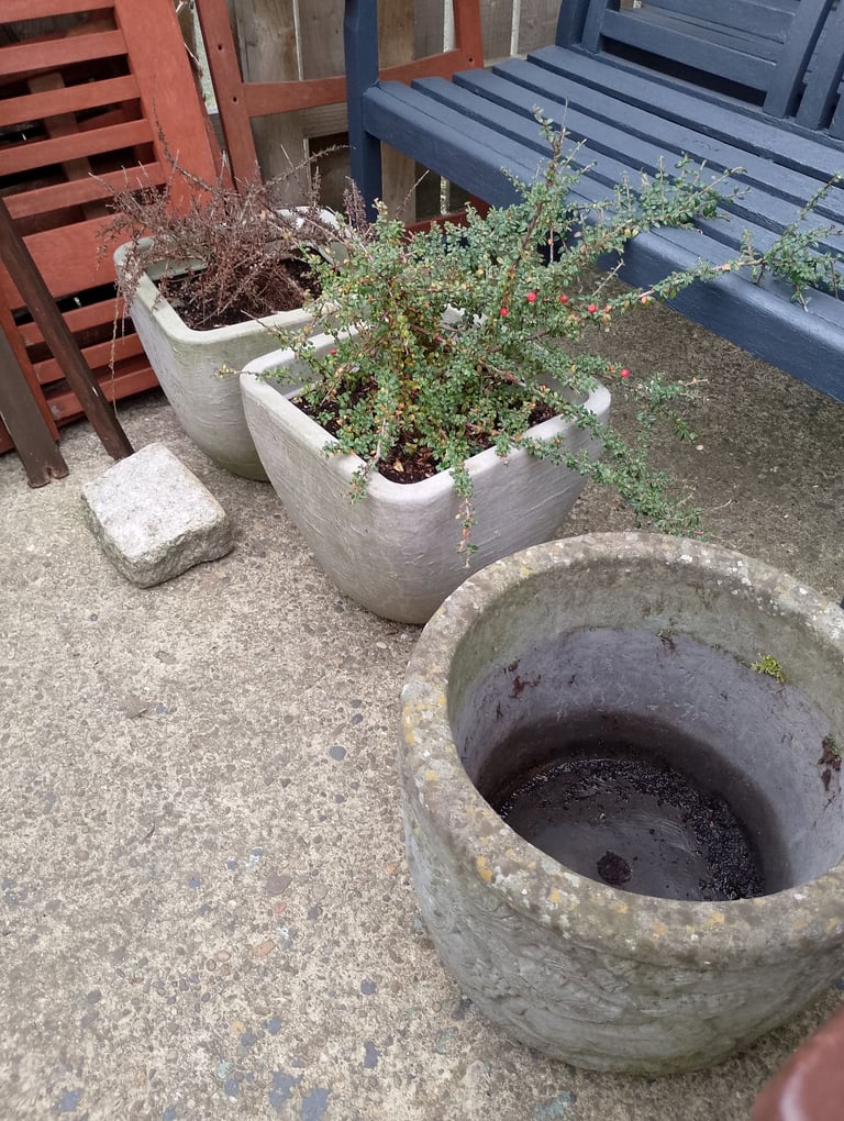 image for Three large heavy garden planters 