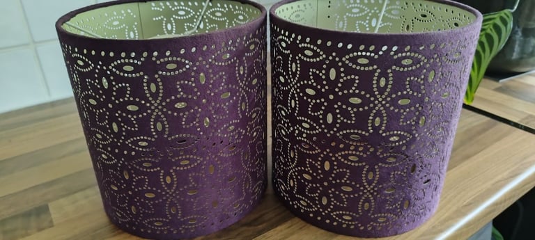 Pair of Purple velvet light shades