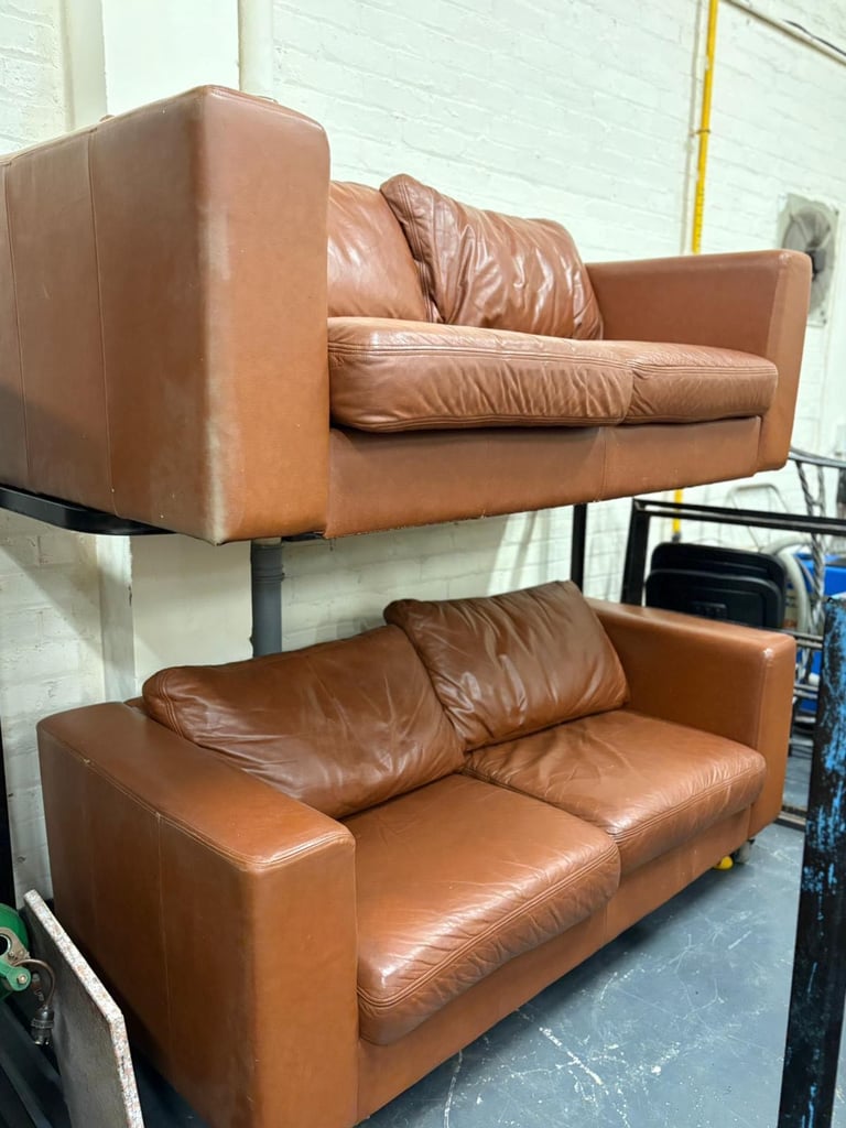  Pair of Siren Furniture Leather 2-Seater Sofas 