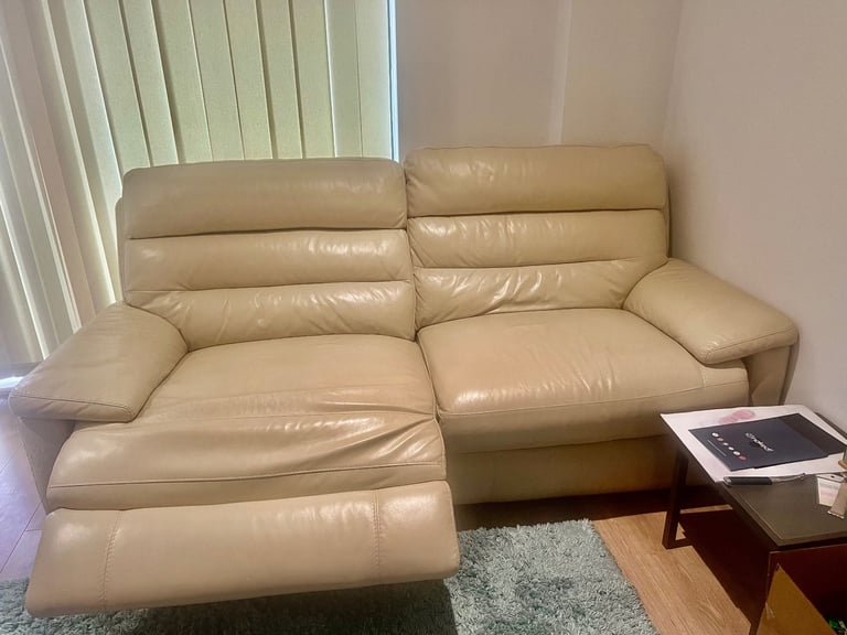 Beige Leather Sofa