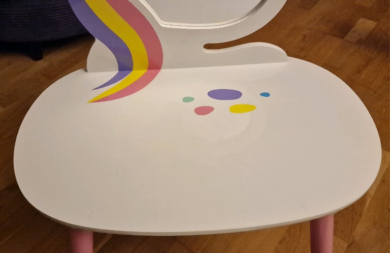 Kids unicorn dressing table with stool