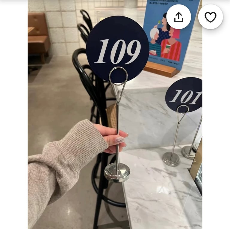 Gold card / number holders. Wedding decor 