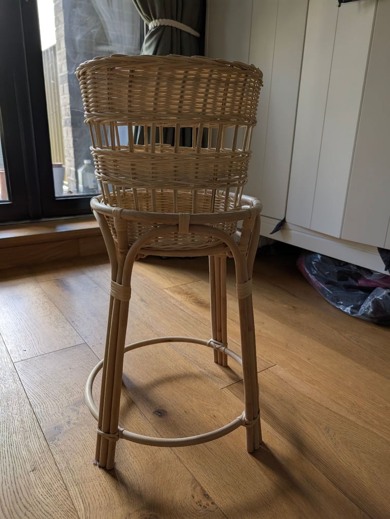 IKEA TOLKNING plant stand, handmade rattan, 66 cm RRP £45