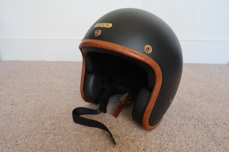 Hedon Hedonist Open Face Motorcycle Helmet with Detachable Clear Visor Size Medium