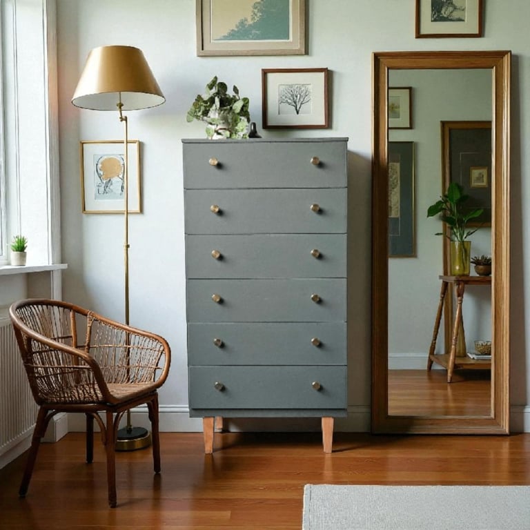Gorgeous Mid-Century Bohemian Tallboy / Chest of Drawers
