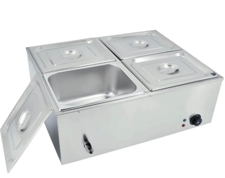  Commercial 4 Pot Countertop Wet Heat Bain Marie 4x GN1/2 Dr Cafe shop 