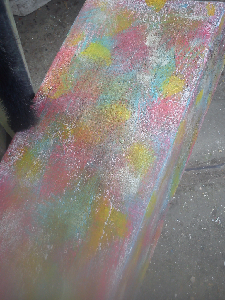 Funky chunky pine shelf.